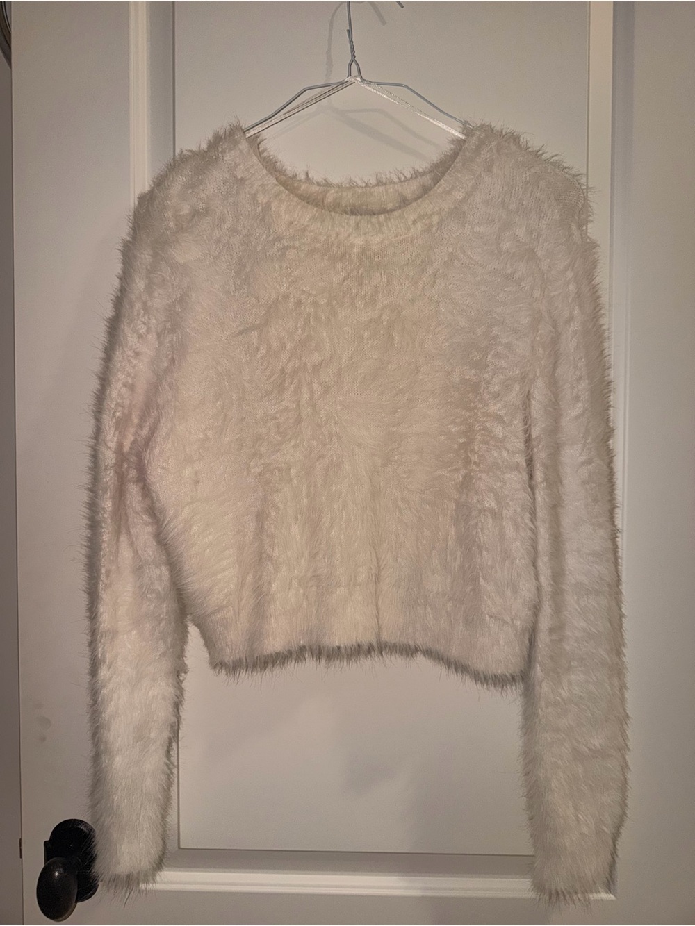 Cozy Cream Fuzzy Crop Sweater